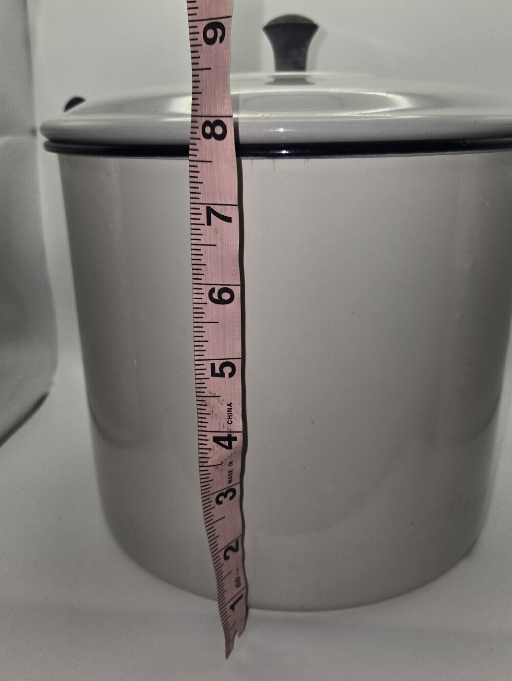 Vintage Blue & White Enamel Stock Pot Bottom Has Cracking Water Line Metal - Picture 8 of 9